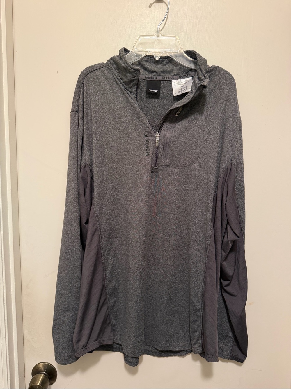 Reebok Men's Charcoal Gray Quarter-Zip Performance Pullover - Size Large